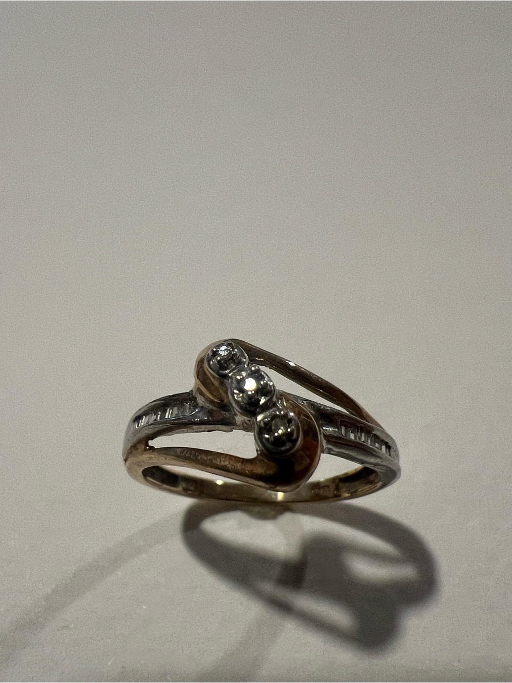 10k Gold Two-Tone Three-Stone Diamond Ring